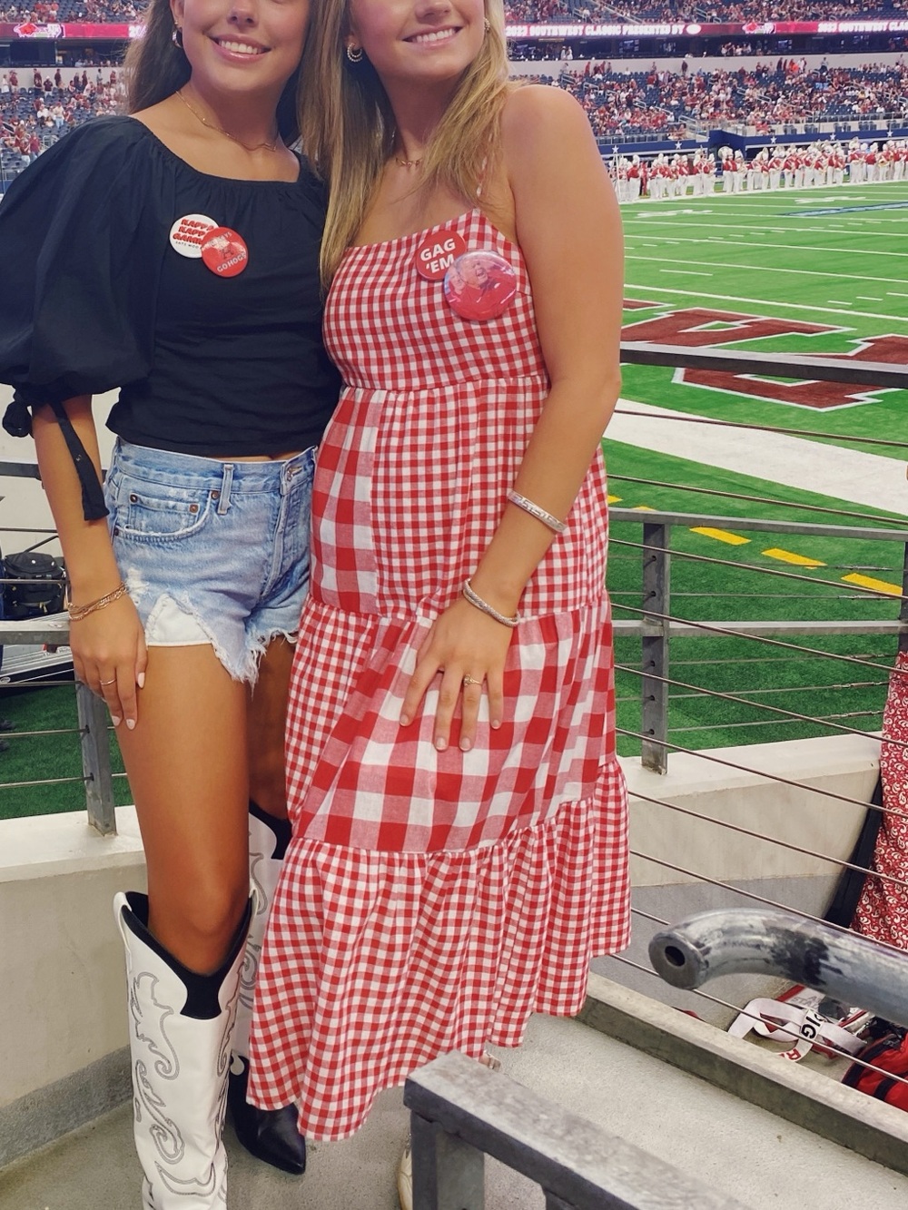 Triple Threads Red Gingham Maxi Dress with Spaghetti Straps
